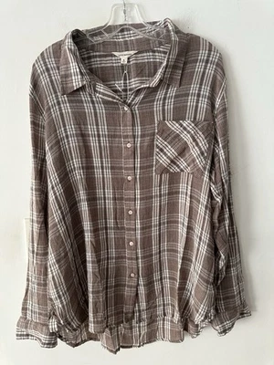 New woman Lucky brand button up blouse size XL long sleeves striped - Image 1 of 4