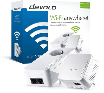 Devolo Kit 2 Repetidores WiFi dLAN 550 2xRJ45 Ethernet 10/100 Blanco (9637) - Imagen 1 de 4