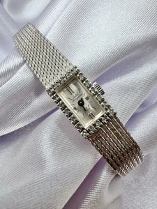 Vintage 10k Gold Fillled Jules Jurgensen Genuine Diamond Bezel Thin Petite Watch - Picture 1 of 17