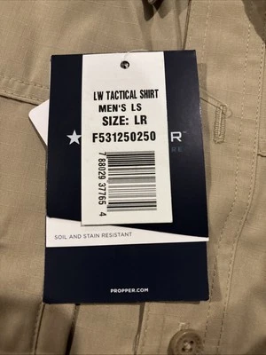 Propper LS Tactical Shirt Mens Sz L-Reg Long Sleeve Khaki New F5312250250 - Image 1 of 2