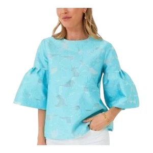 Tuckernuck Cyan Fil Coupe Harper Bell Sleeve Blouse Size 3XL - Picture 1 of 7