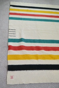 HUDSON'S BAY Four 4 Point Blanket RED Label 1930s England Wool Striped GUT! - Bild 1 von 10