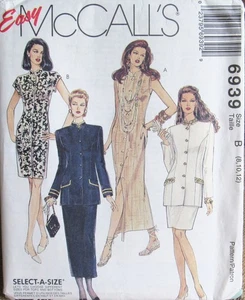 VTG McCalls 6939 Womens 8-12 Mandarin Princess Dress Jacket Skirt Suit Pattern - Picture 1 of 2