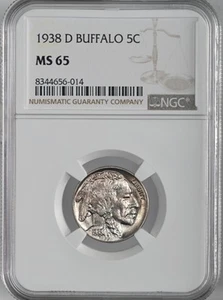 1938-D 5C BUFFALO NICKEL "DENVER MINT" NGC MS65 #8344656-014 - Picture 1 of 4
