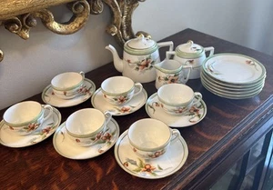 Rare ancien service à thé enfant en porcelaine nipponne peinte à la main - 23 pièces - Photo 1 sur 23