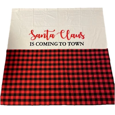 Shower Curtain Fabric "Santa Claus Coming to Town" Christmas 71x71 Novelty LUSH - Image 1 of 4