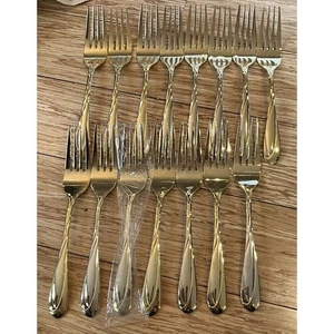 Farberware Nicole Gold 15 Dinner Forks Gold Electroplate Flatware Silverware - Picture 1 of 5
