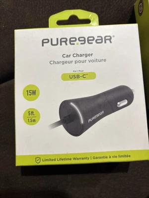 Puregear 15W Coiled Corded USB-C Car Charger 5V/3A Brand New 5ft ( Quantity 2 ) - Image 1 of 2