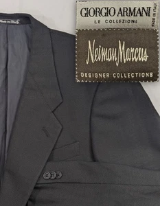 Armani Neiman Marcus Blazer Sport Suit Jacket Silk Wool Black Big 43R 48" Chest - Picture 1 of 14