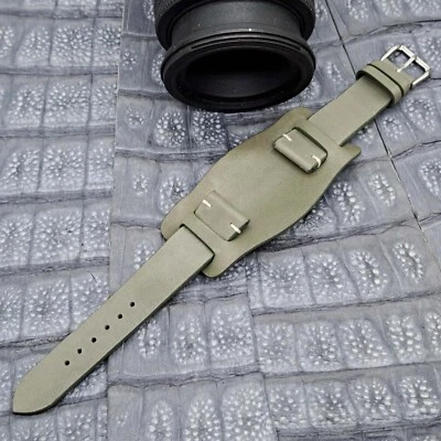 Correa de reloj de cuero de caballo de 22 mm/18 mm vintage de cuero exótico diseño minimalista Foto 1 de 4