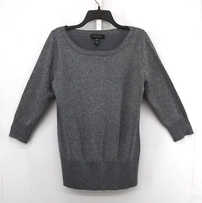 Cable & Gauge Blouse Womens Size L Gray Silver Metallic Thread Silk Blend Top - Image 1 of 4