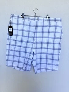 Greg Norman Mens W40 White Checkered Technical Performance Golf Shorts New - Bild 1 von 4