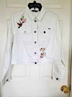 Chaqueta bordada de mezclilla blanca G.I.L.I talla 14 Foto 1 de 4