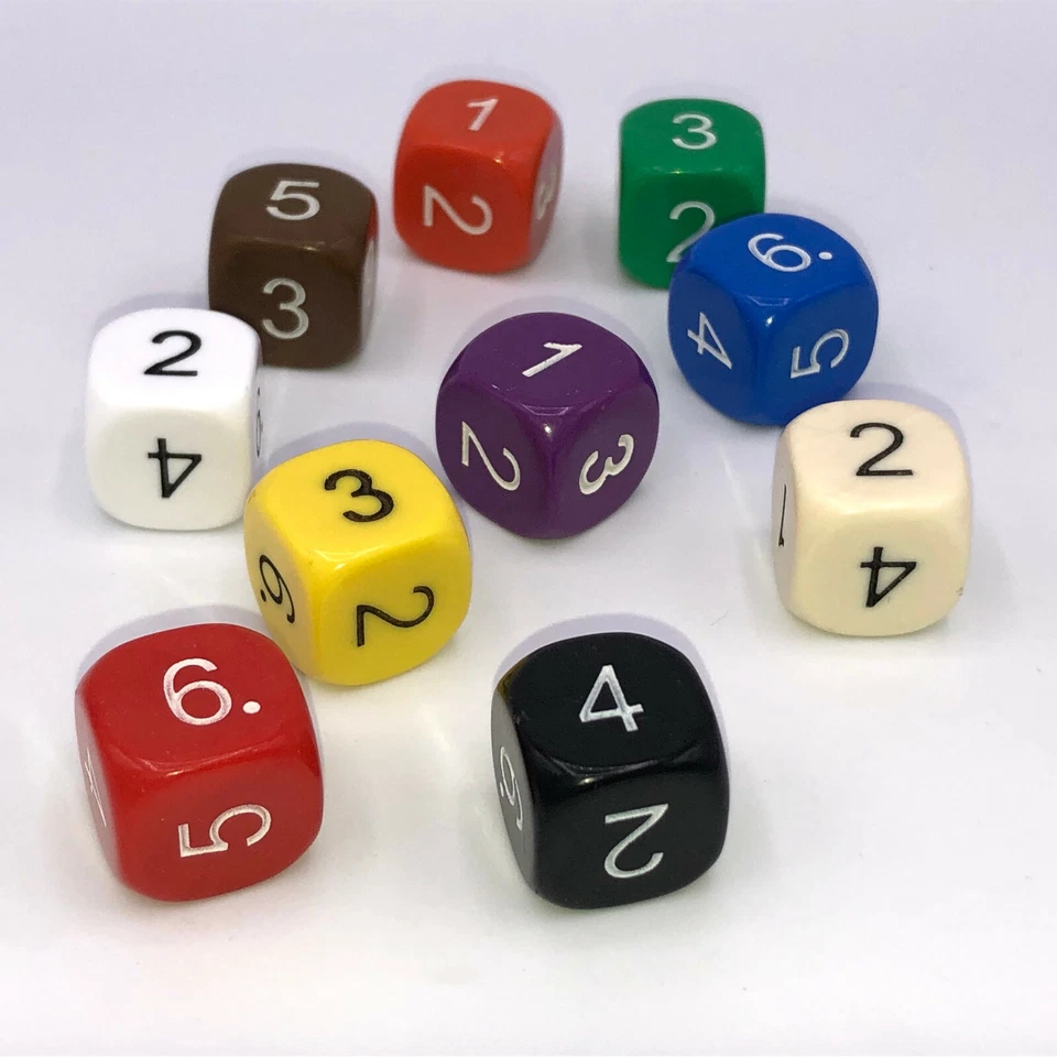 Zahlen Würfel 16mm in 10 verschiedene Farben und Mengen, Spielwürfel von Frobis