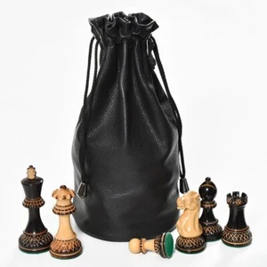 Leather Chess Set Storage Pouch for 3" to 4" King Chess Pieces - Picture 1 of 5