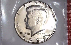 1989-D 50C Kennedy Half Dollar BU Clad M/S 24aa0320-2 - Picture 1 of 4