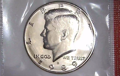1989-D 50C Kennedy Half Dollar BU Clad M/S 24aa0320-2 - Image 1 of 4