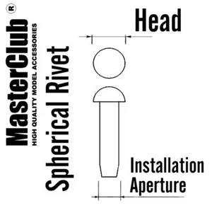 Spherical Rivet #Head Dia.: 0.5mm, Installation Aperture Dia.: 0.4mm (180pcs) - Picture 1 of 1