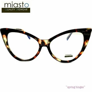 (2 PAIRS/ 2 COLORS) MIASTO LARGE "BIG CAT EYE" READING GLASSES+2.75 BLACK/BROWN - Picture 1 of 5