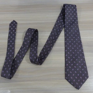 MARIO VALENTINO Neck Tie Mens Brown Taupe Teardrop Paisley Silk Designer Luxury - Picture 1 of 9