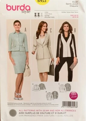 BURDA Sewing Pattern 6953 | Misses Jacket 3 Styles | Petite Sizes 6 - 18 NEW - Image 1 of 3