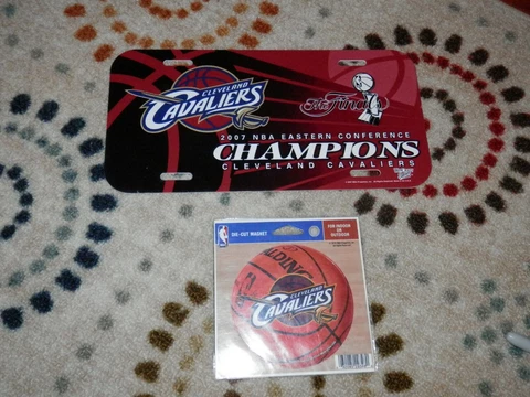 Cleveland Cavaliers License Plate & magnet lot, vtg, new, NBA, 2007 East Champs Cover