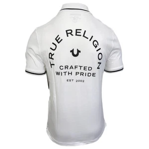 MSRP $69.99 NWT TRUE RELIGION MEN'S WHITE SHORT SLEEVE POLO SHIRT SIZE S M L XL - Picture 1 of 5