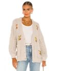 For Love And Lemons Amaryllis Floral Embroidered Cable Knit Cardigan Sweater L