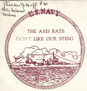 WWII Patriotic, "The Axis Rats Don't Like our Sting" Ortis Island Maine - Picture 1 of 3