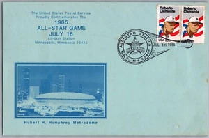 1985 MLB All-Star Game USPS Commemorative Post Card 2 Roberto Clemente Stamps - Picture 1 of 2