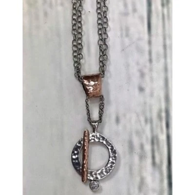 Collar SILPADA Rep Cobre Plata Esterlina Círculo Circonita Martillado 10º Exclusivo Foto 1 de 4