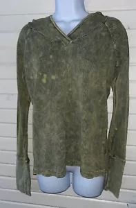 Felpa con cappuccio maglione vintage Fitigues donna taglia GRANDE verde waffle maglia dettaglio stella - Foto 1 di 10