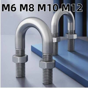 M6 M8 M10 M12 U-Bolts A2 Stainless Steel U Shaped Screw & Nuts Pipe Clamp Tool - Picture 1 of 53