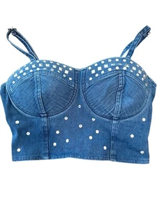 Girl's Urban Groove embellished denim dance crop top, size PA - Picture 1 of 12