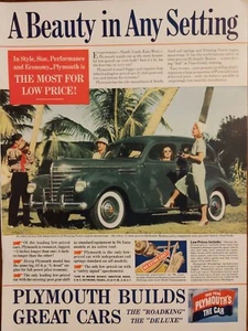 1939 vintage Plymouth print ad. A beauty in any setting.  Green vehicle  - Picture 1 of 1