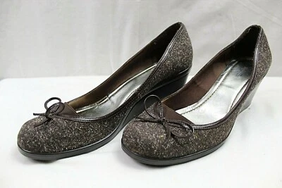 STYLE & CO. WOMENS 2.5" WEDGE HEEL SLIP-ON CASUAL SHOES SIZE 10 BROWN FABRIC UPP - Image 1 of 4