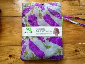 ECO CHIC Waterproof Foldable Compact Adult Poncho LILAC BLOSSOMS
