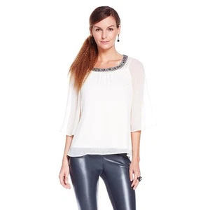 Giuliana Swiss Dot Peasant Blouse w/ Cami 320097-M - XSmall - Picture 1 of 1
