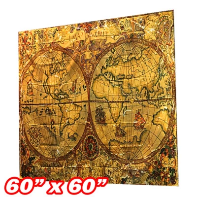 Wall Hanging Tapestry Deco Bedspread Classic Antique Nautical World Map Poster - Image 1 of 4