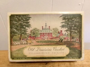 OLD DOMINION CANDIES CHOCOLATE CANDY WILLIAMSBURG, VA. VINTAGE 1940'S BOX - Picture 1 of 7
