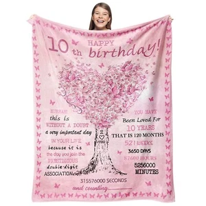 10 Year Old Girl Birthday Gifts Blankets10th Birthday Decorations for Girl Th... - Picture 1 of 7