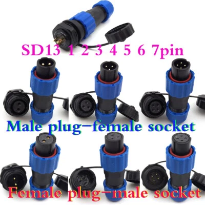 Waterproof SD13 Connector Panel Mount Circular IP68 Rated Plug & Socket 1 - 7pin - Image 1 of 4