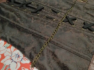 Charmain Corset BRWN Brocade NWT Sz MED Chain Steampunk Renaissance Gothic Thong - Picture 1 of 13