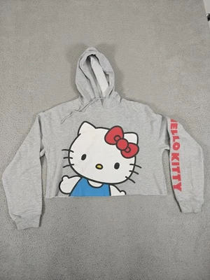 Женская толстовка с капюшоном Hello Kitty and Friends XL серая укороченный необработанный подол пуловер Sanrio - Изображение 1 из 4