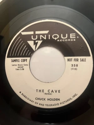 Chuck Holden - The Cave / My Lost Melody - USA Unique Records PROMO 45 EX - Image 1 of 4