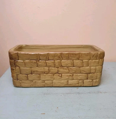 Mid-century Hillstonia Rectangular Brick Effect Stoneware Planter, Moira Pottery - Image 1 of 4