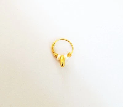 22k Gold Plated Nath Indian Ethnic Nose Ring Women Clip Nose Ear Pin Gift Jewely - Image 1 of 2