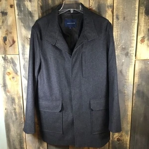 Cole Haan dark grey charcoal wool blend overcoat men’s size small - Picture 1 of 12
