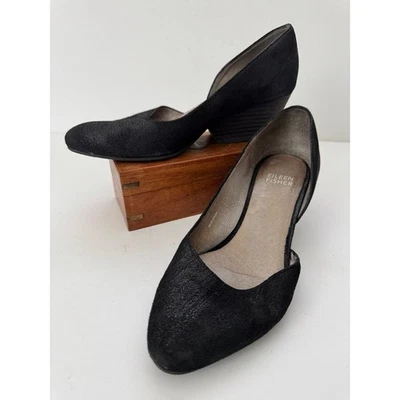Zapatos cómodos EILEEN FISHER para mujer 5,5 tacón de cuña cuero negro punta redonda Foto 1 de 4