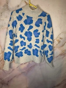 H&M Blue and Gray Cowl Neck Sweater - Picture 1 of 3